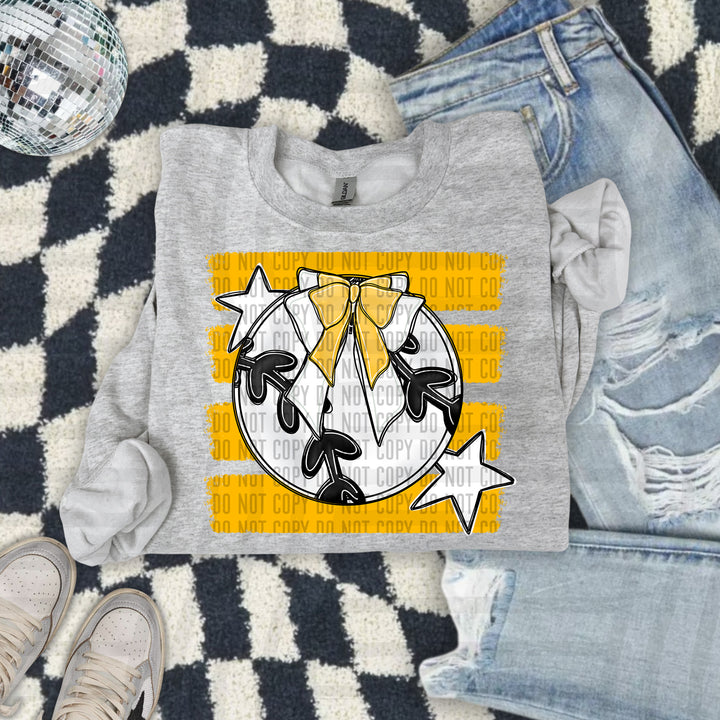 Baseball Bow DTF transfer in Yellow