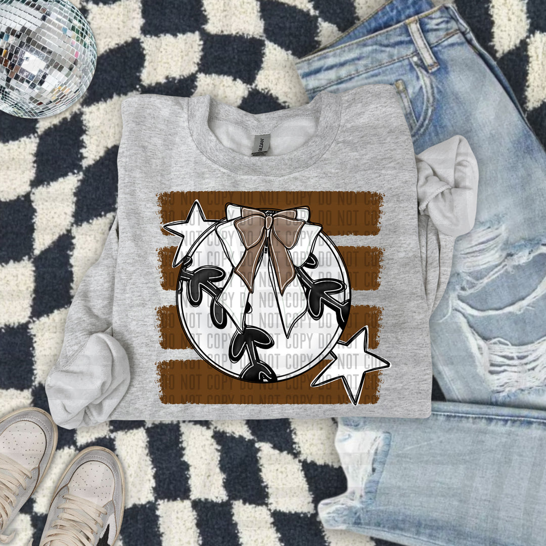 Baseball Bow DTF transfer in Brown