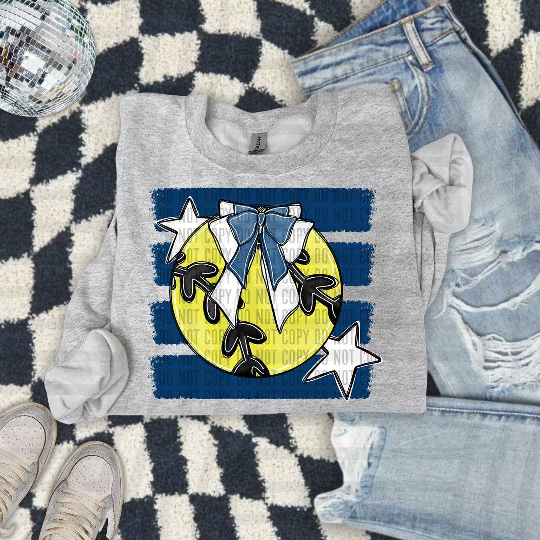 Softball Bow DTF transfer in Navy