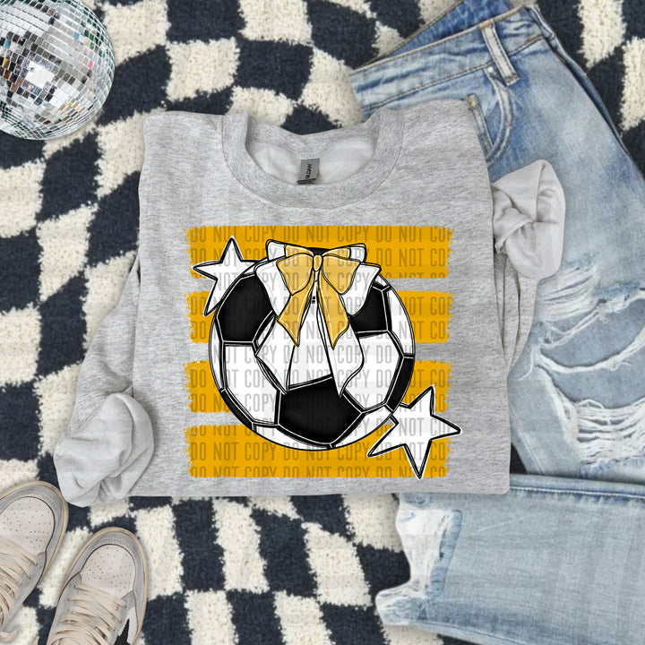 Soccer Bow DTF transfer in Mustard