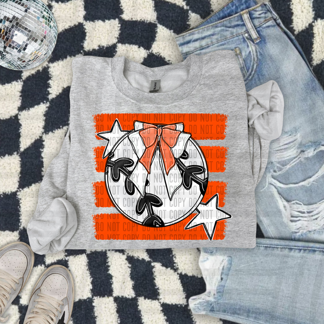 Baseball Bow DTF transfer in Orange