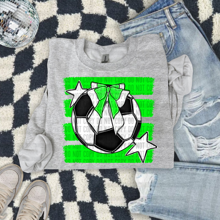 Soccer Bow DTF transfer in Lime