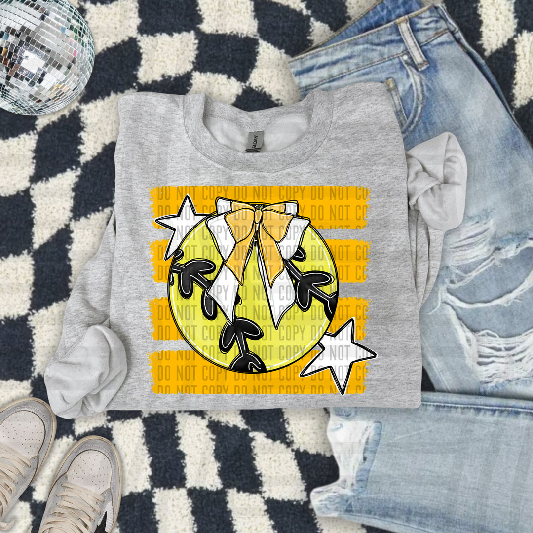 Softball Bow DTF transfer in Yellow