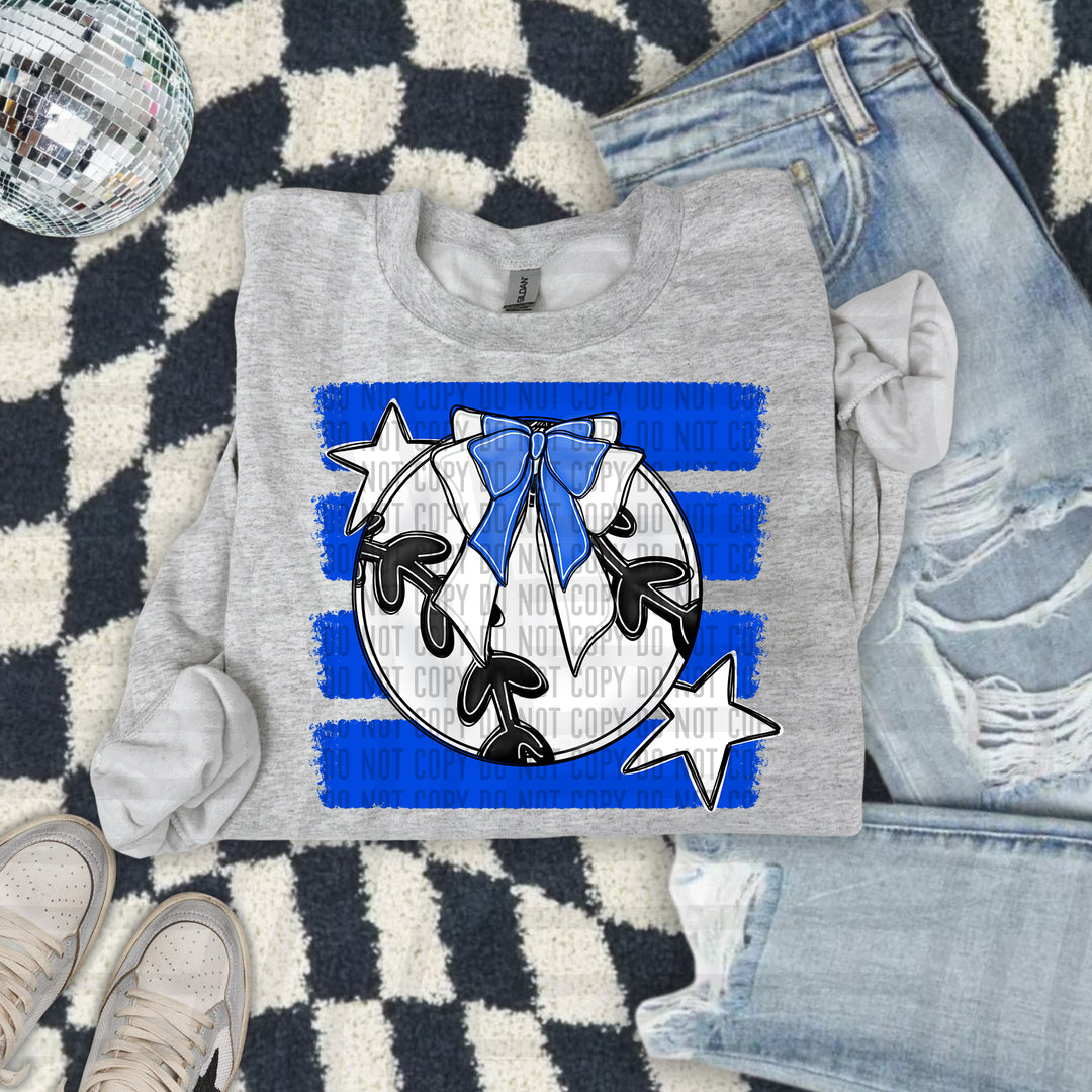 Baseball Bow DTF transfer in Royal