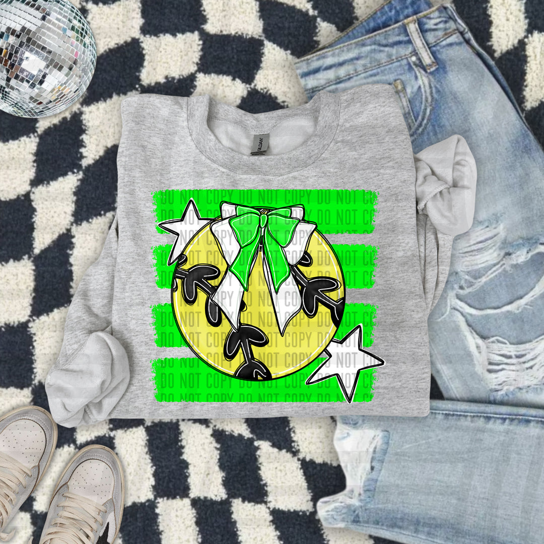 Softball Bow DTF transfer in Lime