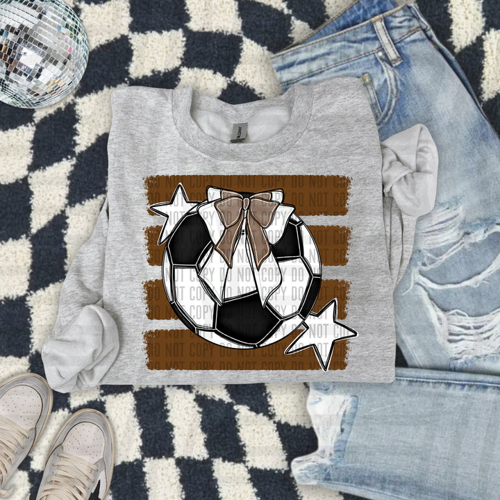 Soccer Bow DTF transfer in Brown