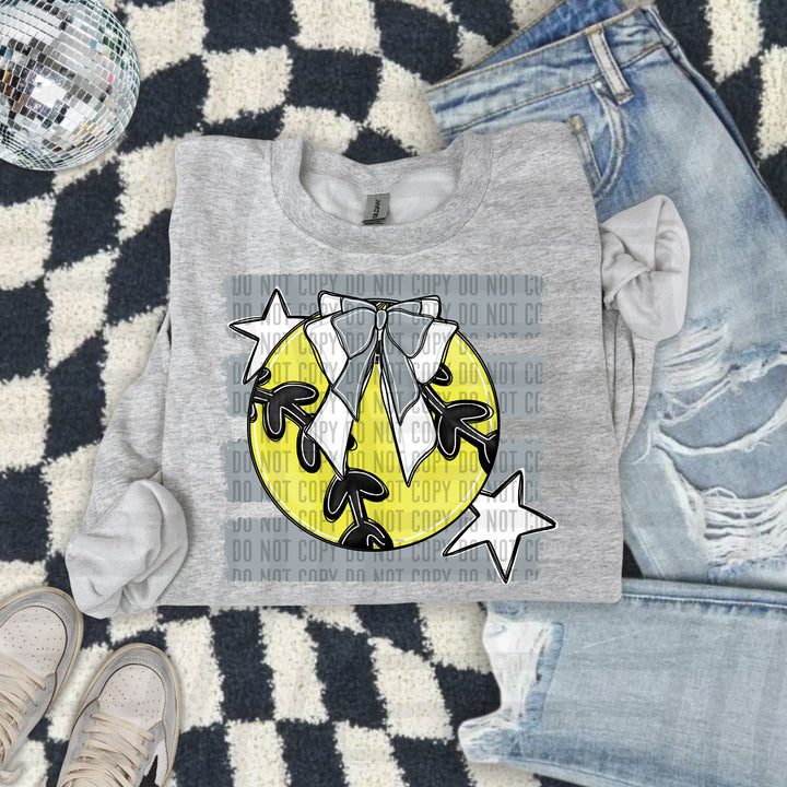 Softball Bow DTF transfer in Grey
