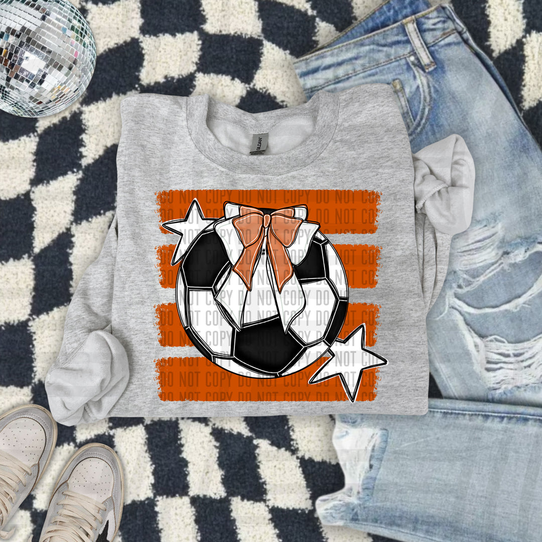 Soccer Bow DTF transfer in Burnt Orange