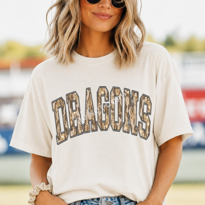Dragons Camo Leopard mascot DTF transfer