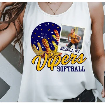 Drip Softball Polaroid customizable DTF transfer