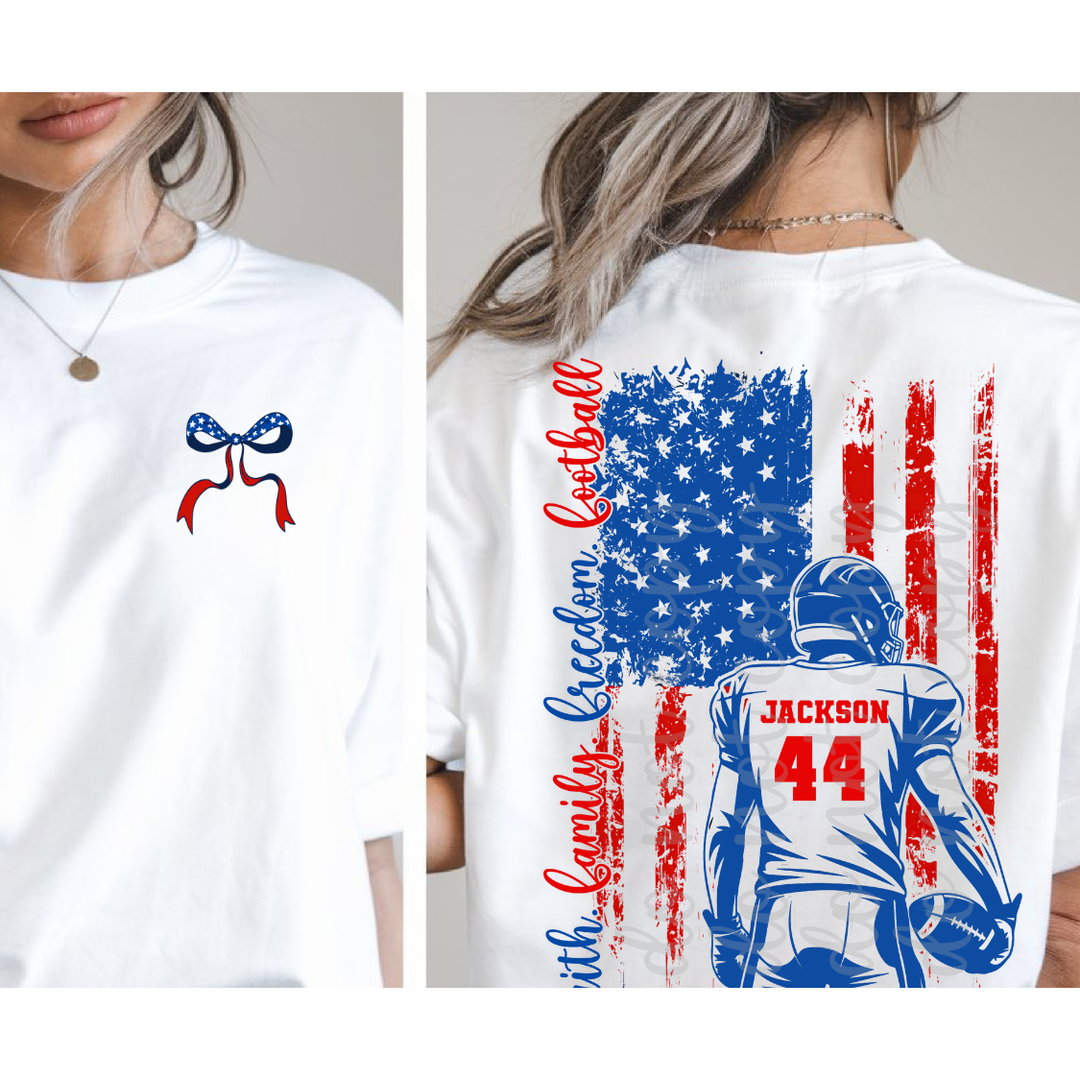 Faith Family Freedom Football customizable DTF transfer
