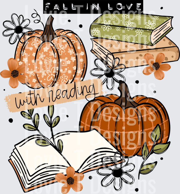 Fall in Love With Reading (Front) DTF Transfer design