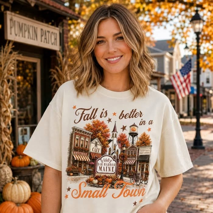 Fall is Better in a Small Town customizable DTF transfer