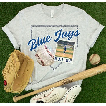 Faux Glitter Baseball Photo customizable DTF transfer