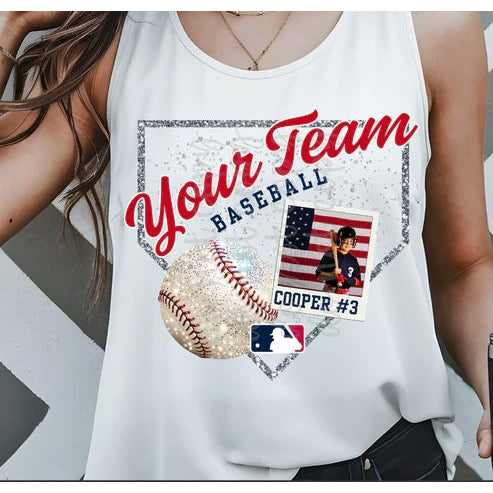 Faux Glitter Polaroid Baseball Diamond customizable DTF transfer