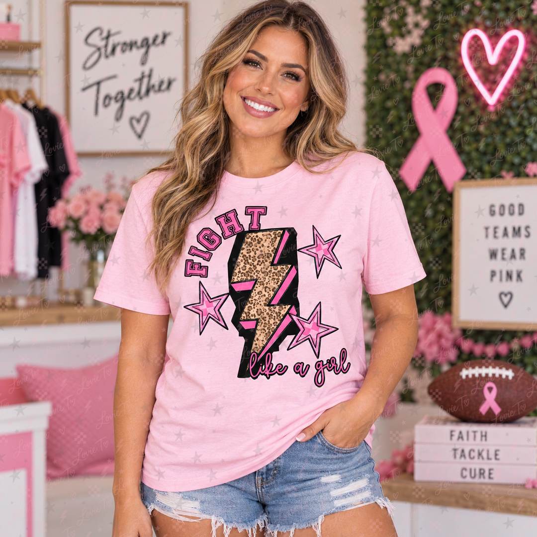 Fight Like a Girl pink-out completed tee