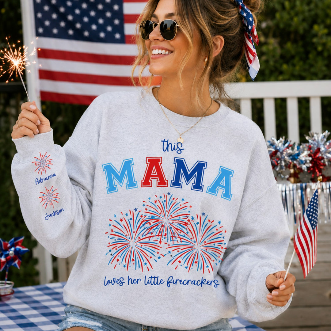 This Mama Loves Her Little Firecrackers customizable DTF transfer mockup