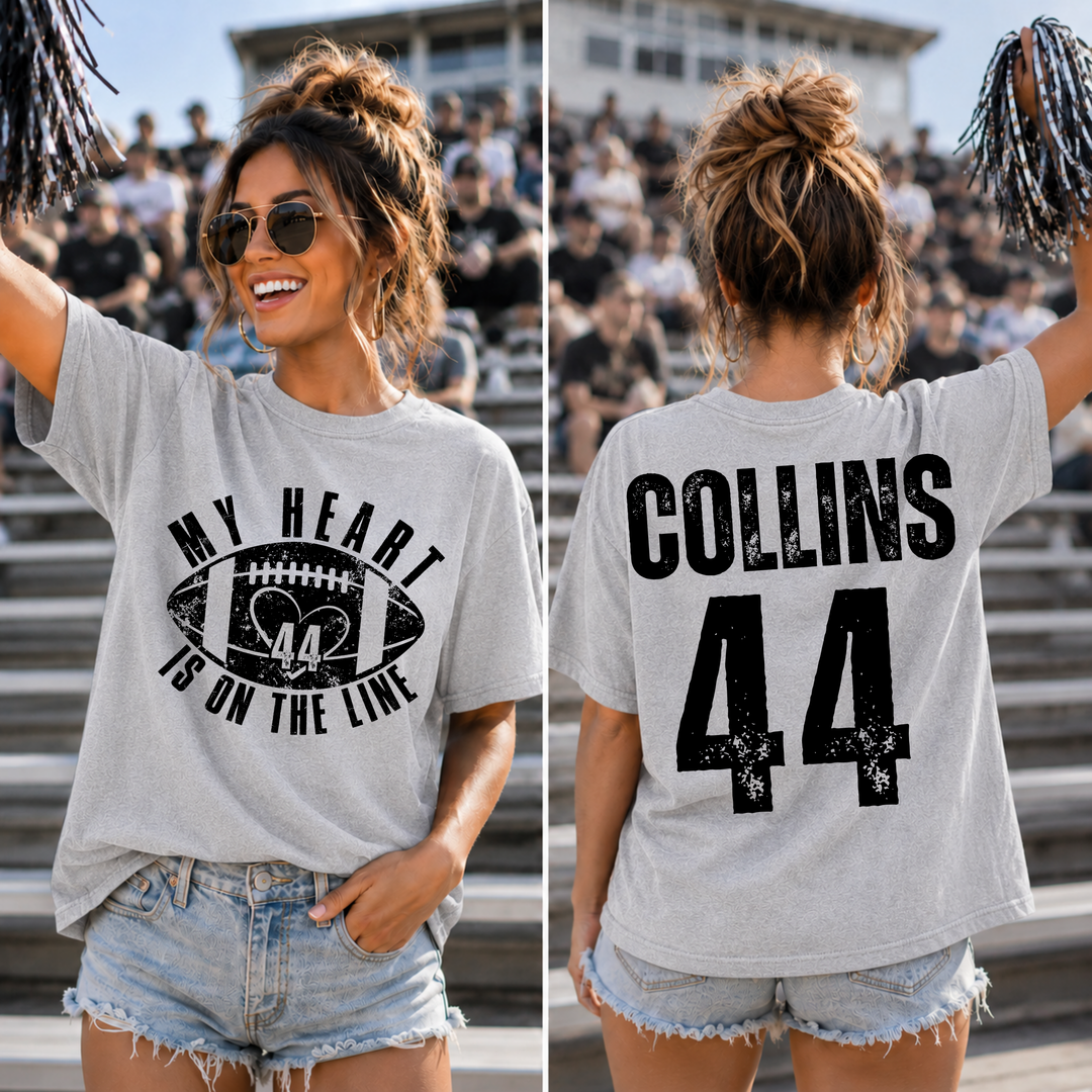 Football My Heart Is on the Line customizable DTF transfer