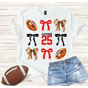 Footballs and Bows customizable DTF transfer