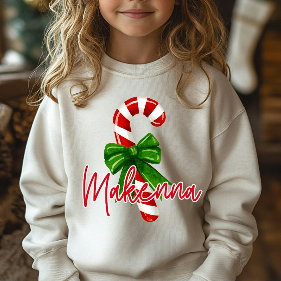 Candy Cane Bow Name customizable DTF transfer mockup