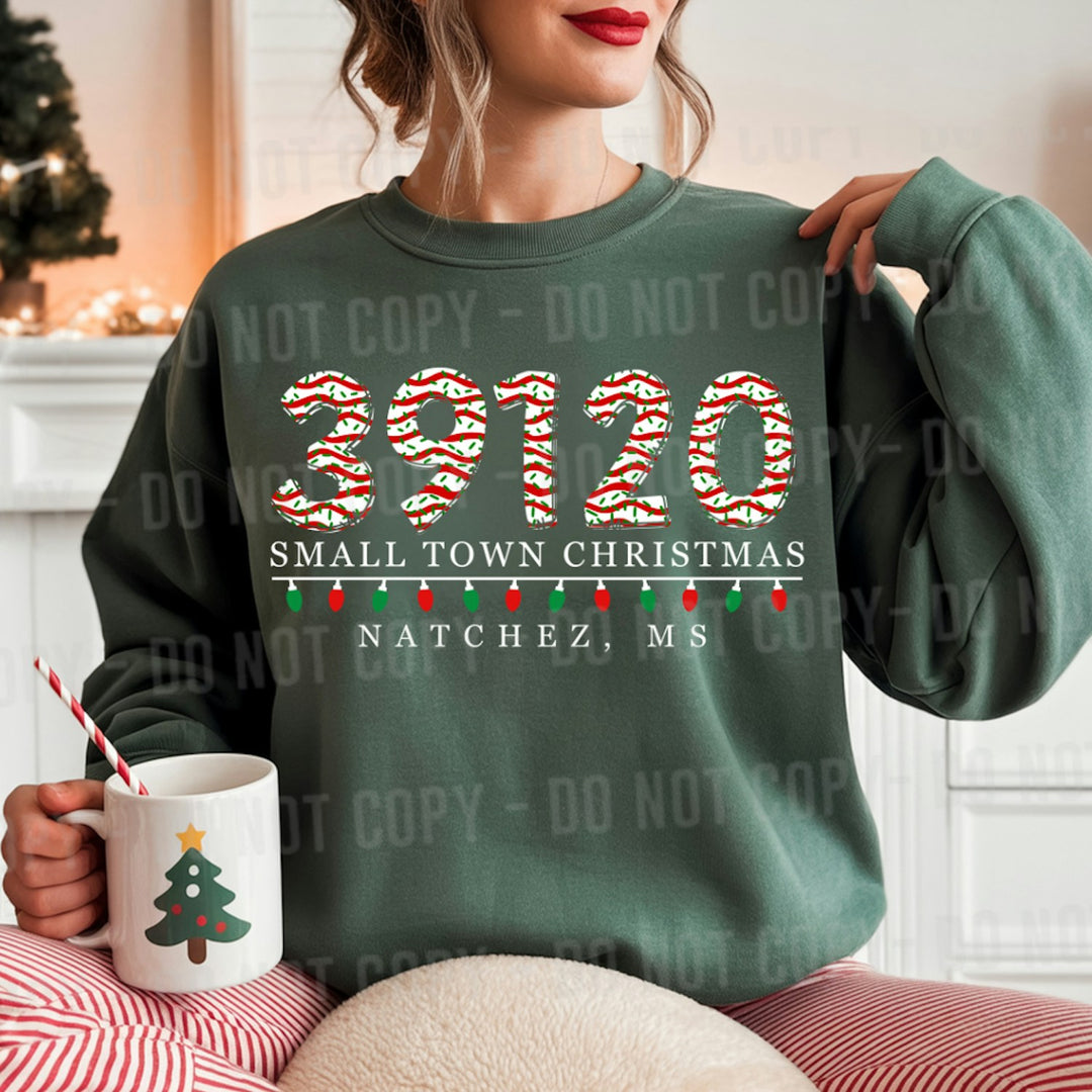 Christmas Tree Cake Zip Code Small Town customizable DTF transfer mockup