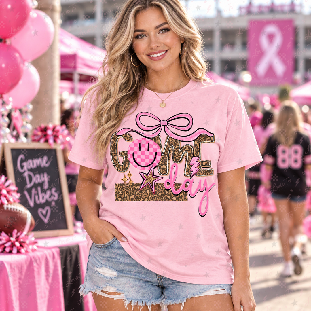 Game Day pink-out completed tee