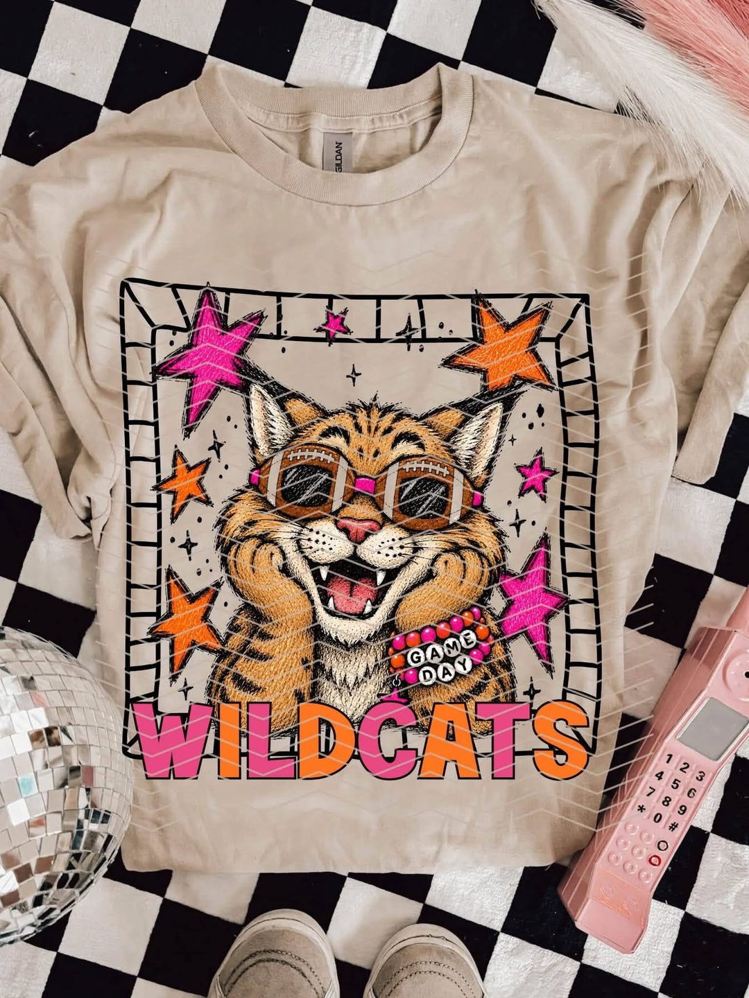 Game Day Wildcats mascot DTF transfer mockup