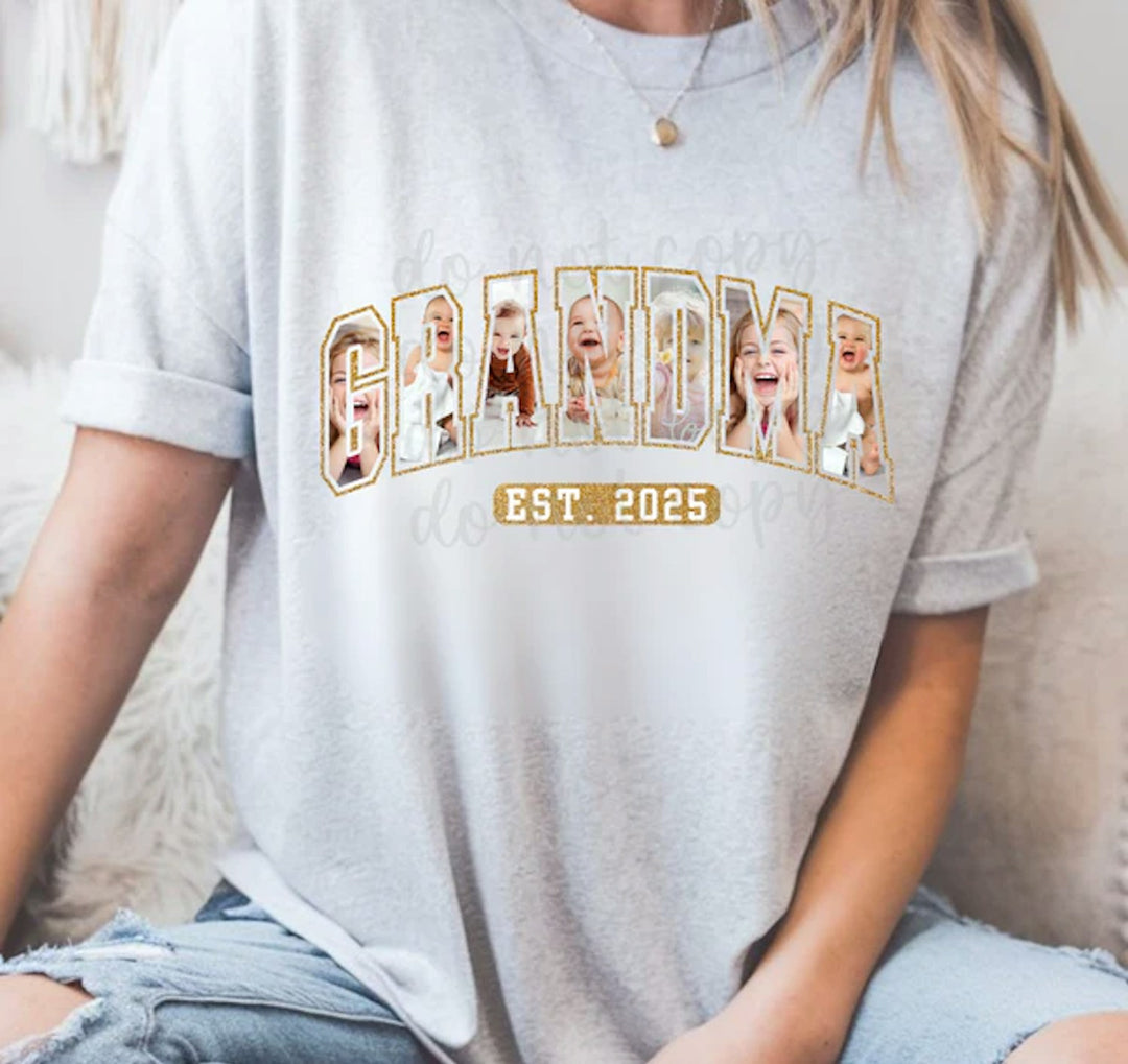 Grandma Est. Date Photo customizable DTF transfer mockup