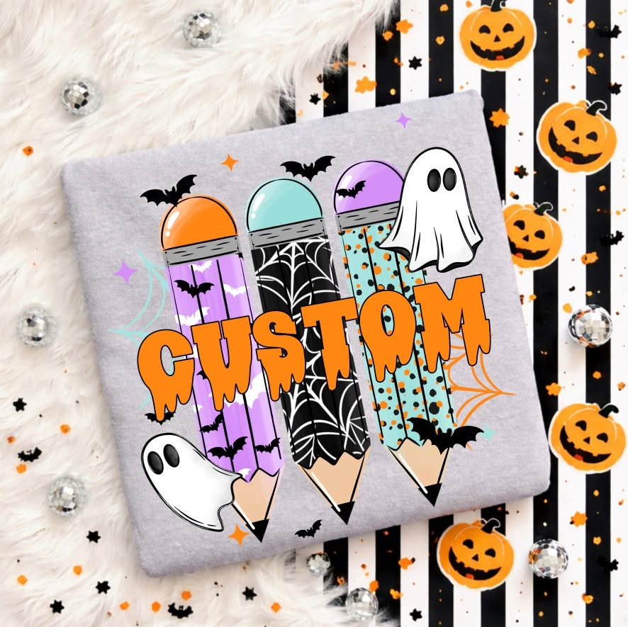 Halloween Custom Pencils customizable DTF transfer