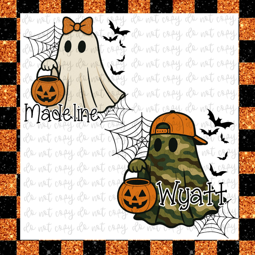 Halloween Cute Ghosts Names customizable DTF transfer mockup
