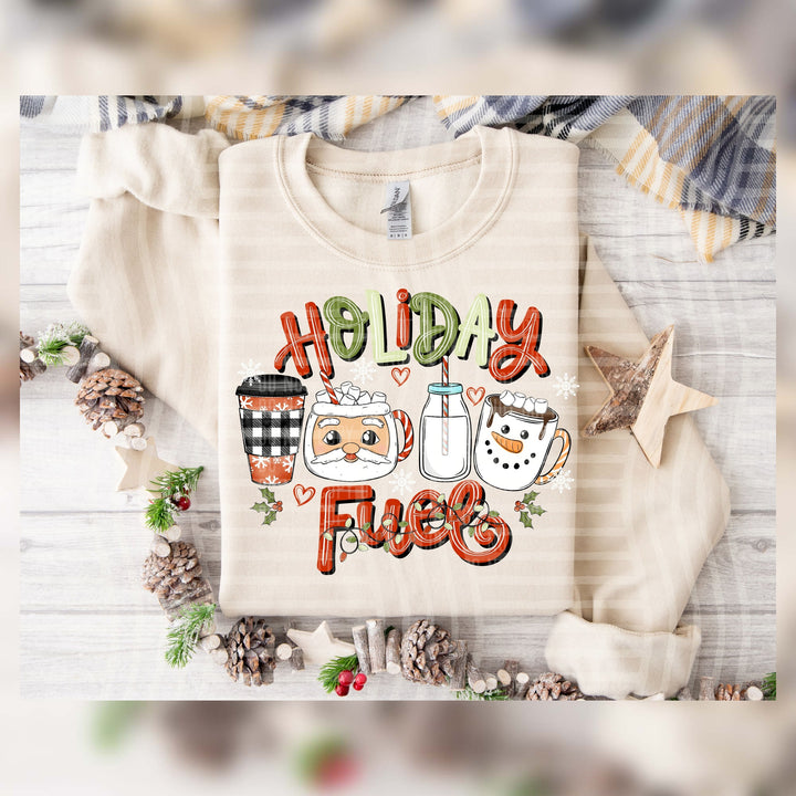 Holiday Fuel – DTF Transfer pressed on a tee
