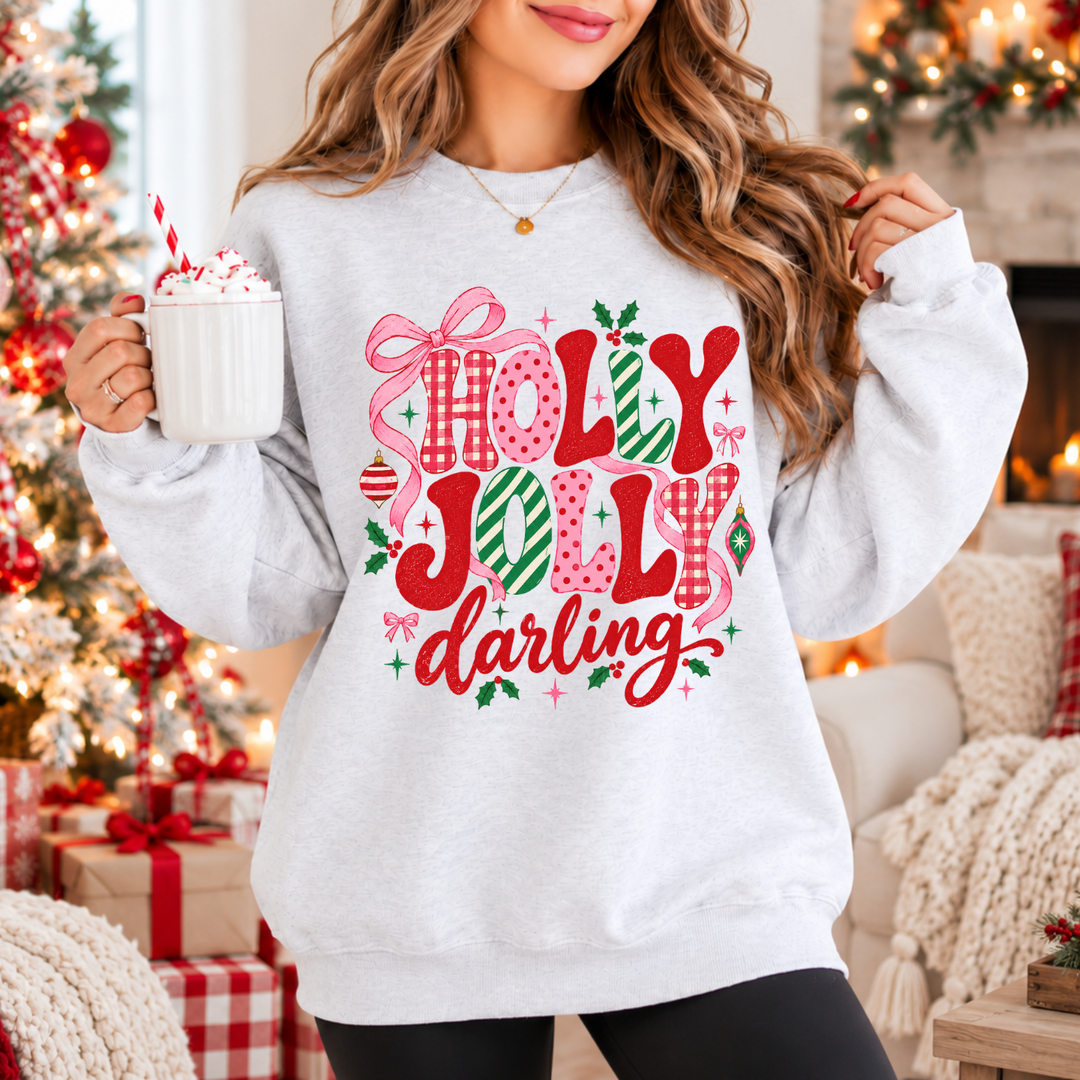 Holly Jolly Darling DTF transfer mockup