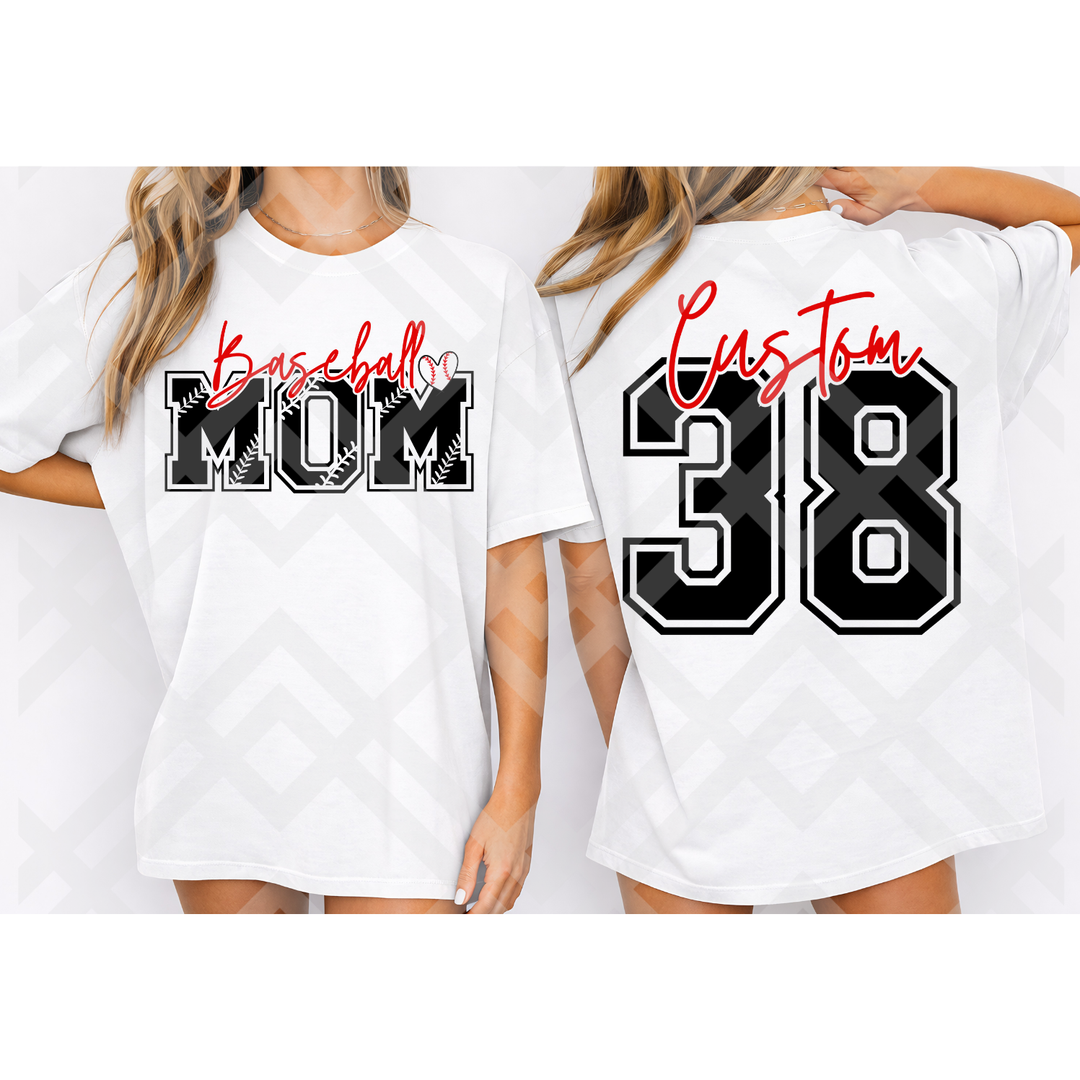 I Love My Mom Baseball Mom customizable DTF transfer