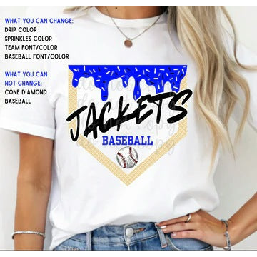 Ice Cream Drip Baseball customizable DTF transfer