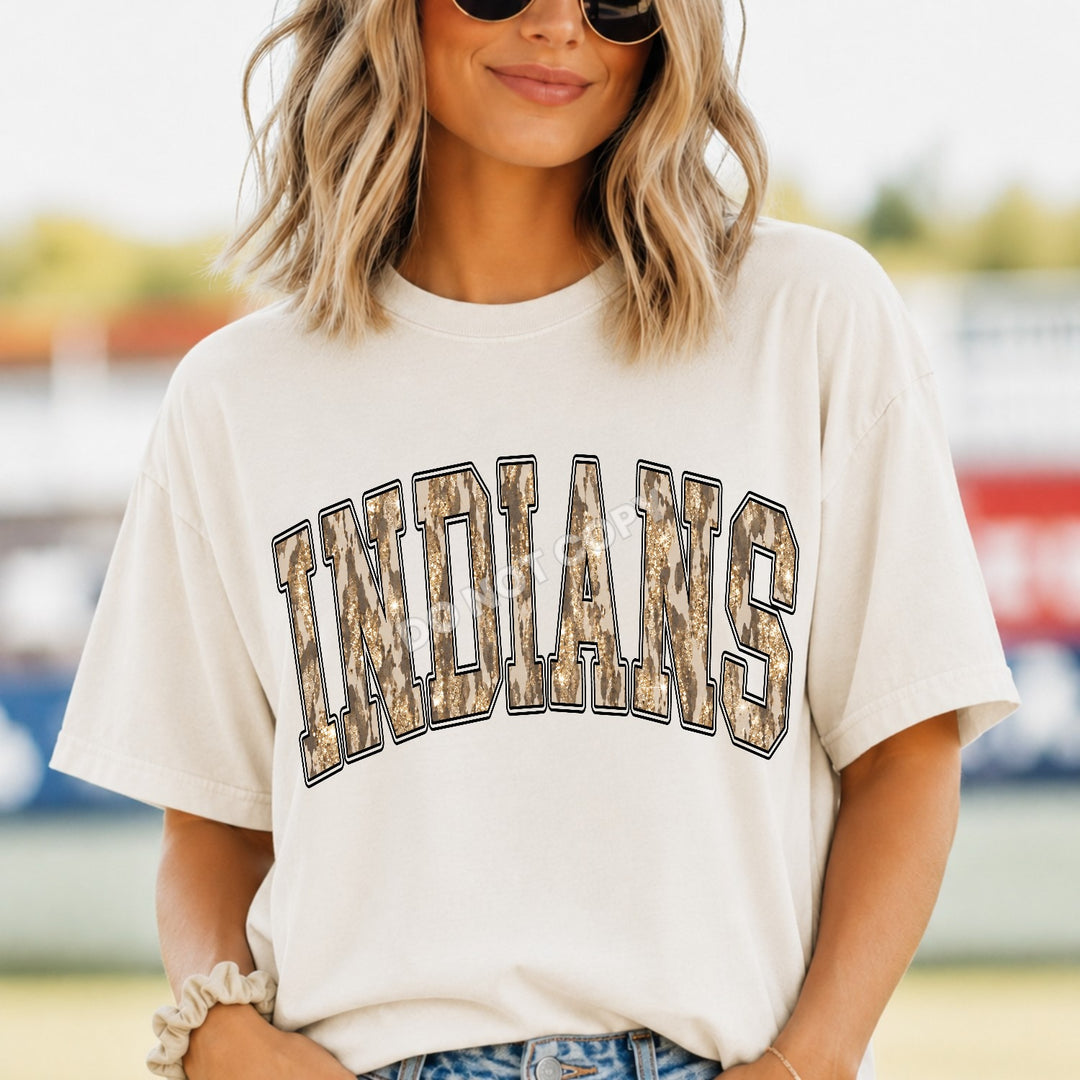 Indians Camo Leopard mascot DTF transfer
