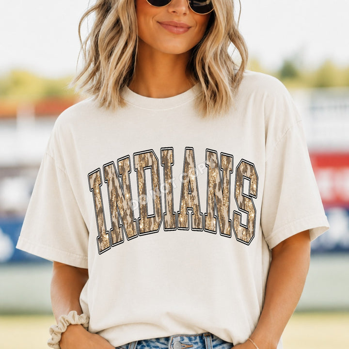 Indians Camo Leopard mascot DTF transfer