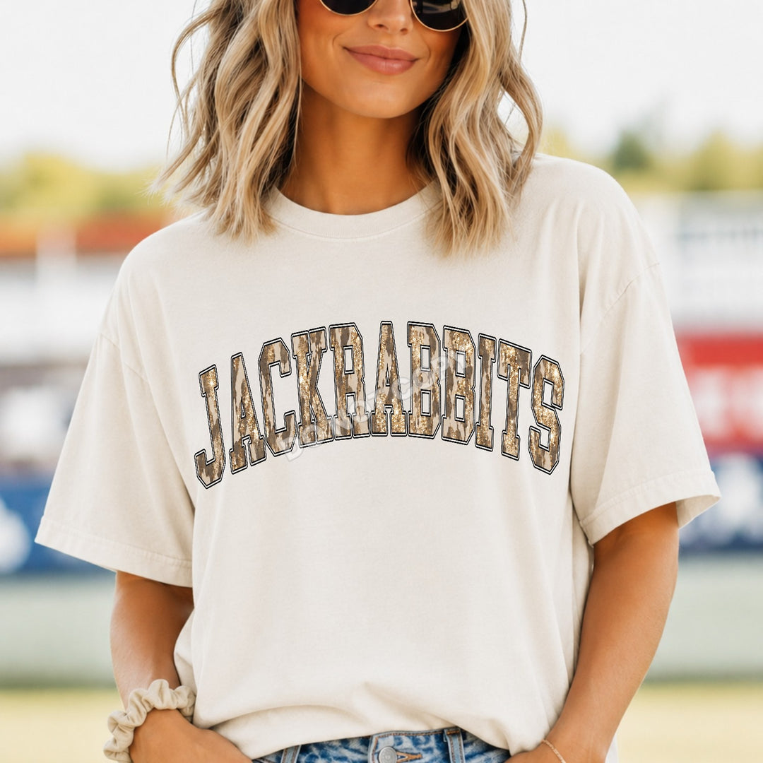 Jackrabbits Camo Leopard mascot DTF transfer