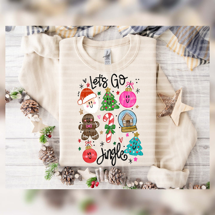 Let's Go Jingle Light – DTF Transfer pressed on a tee