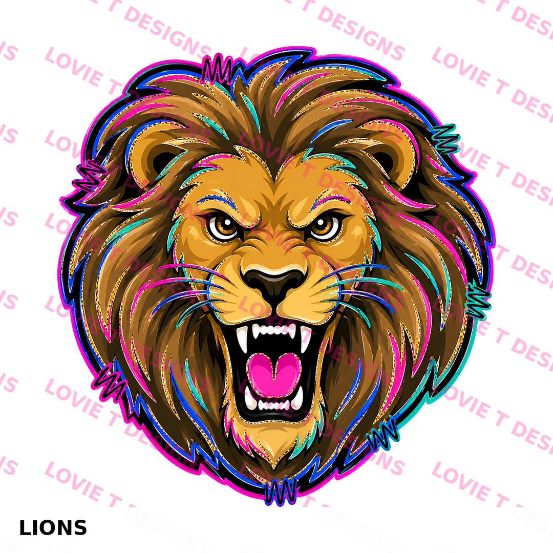 Let's Go Lions mascot design preview - watermarked