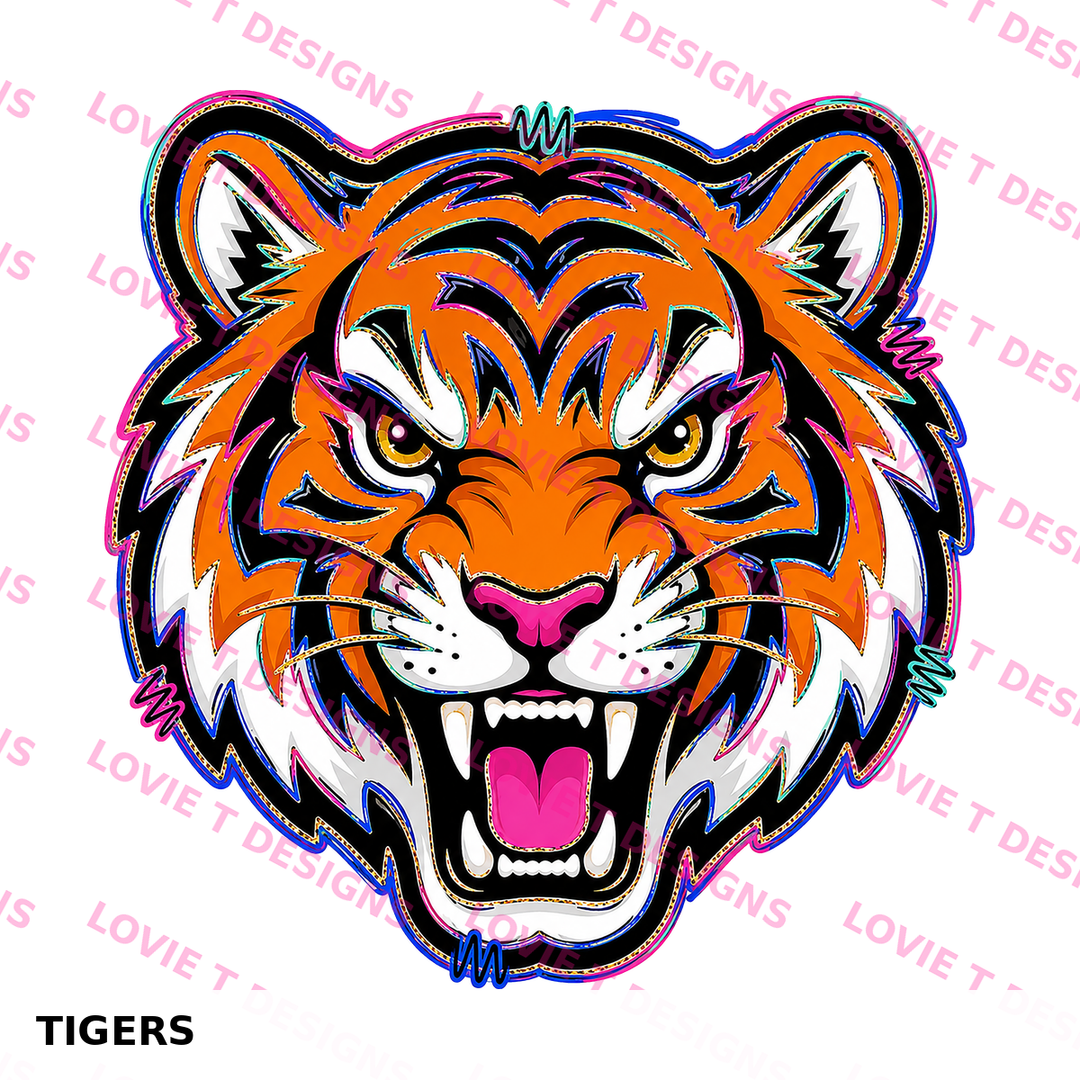 Let's Go Tigers mascot design preview - watermarked