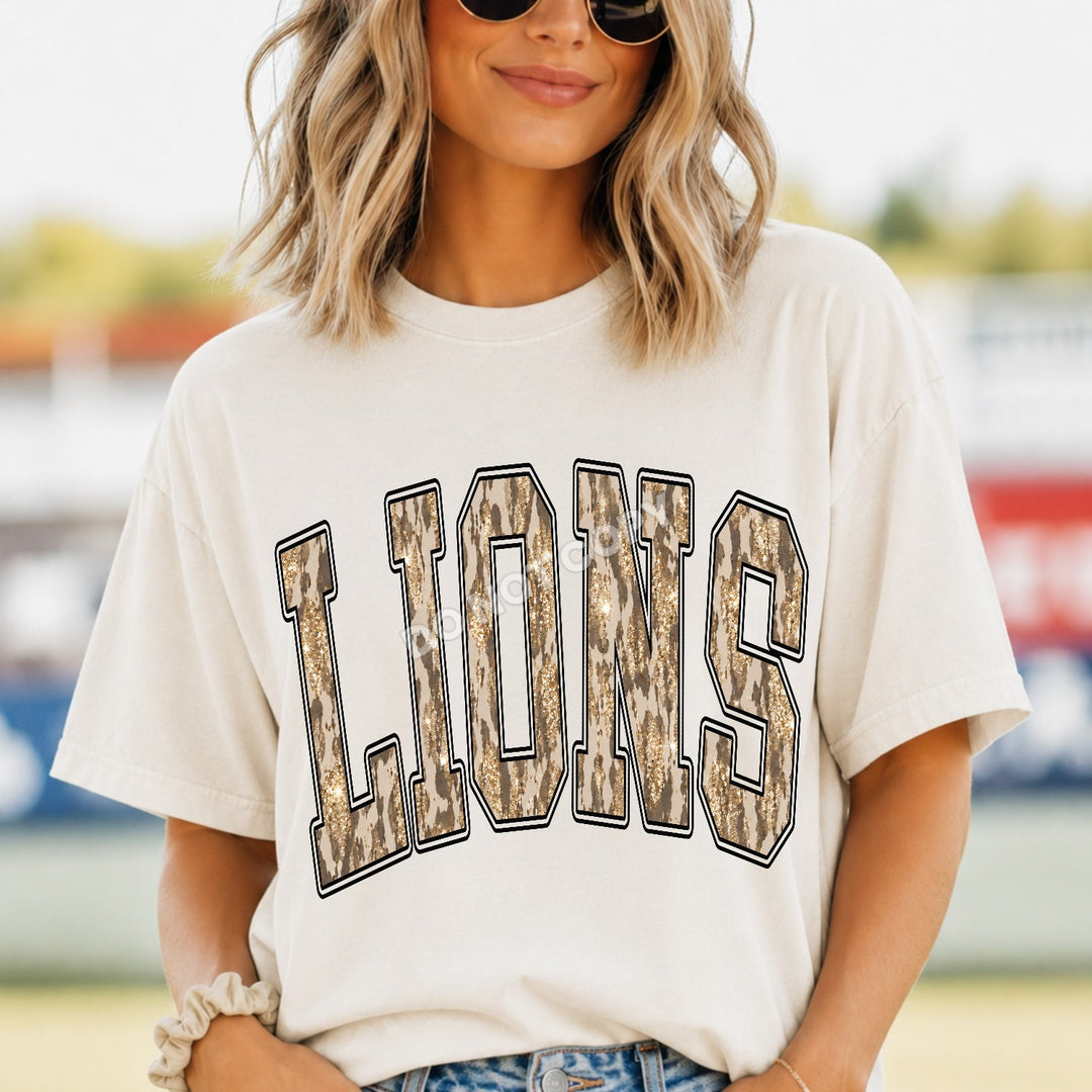 Lions Camo Leopard mascot DTF transfer