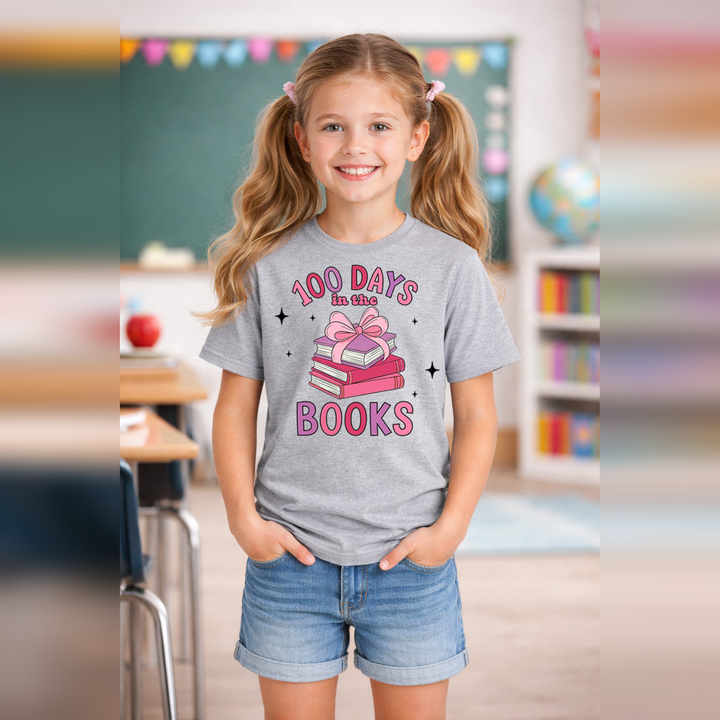 100 Days Books DTF transfer design