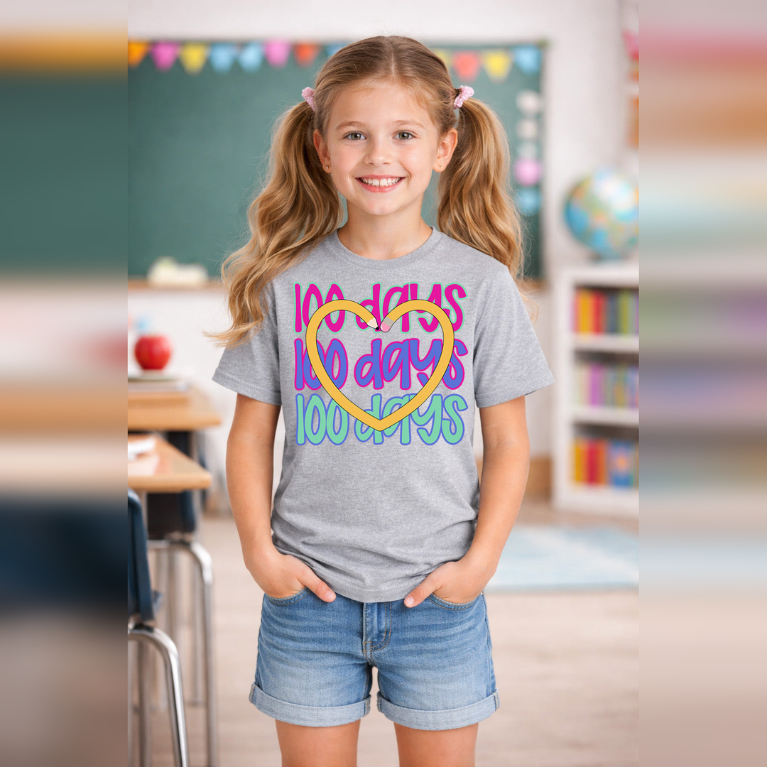 100 Days Bright Pencil DTF transfer design
