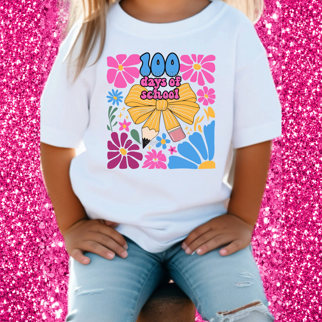 100 Days of School Floral DTF transfer design
