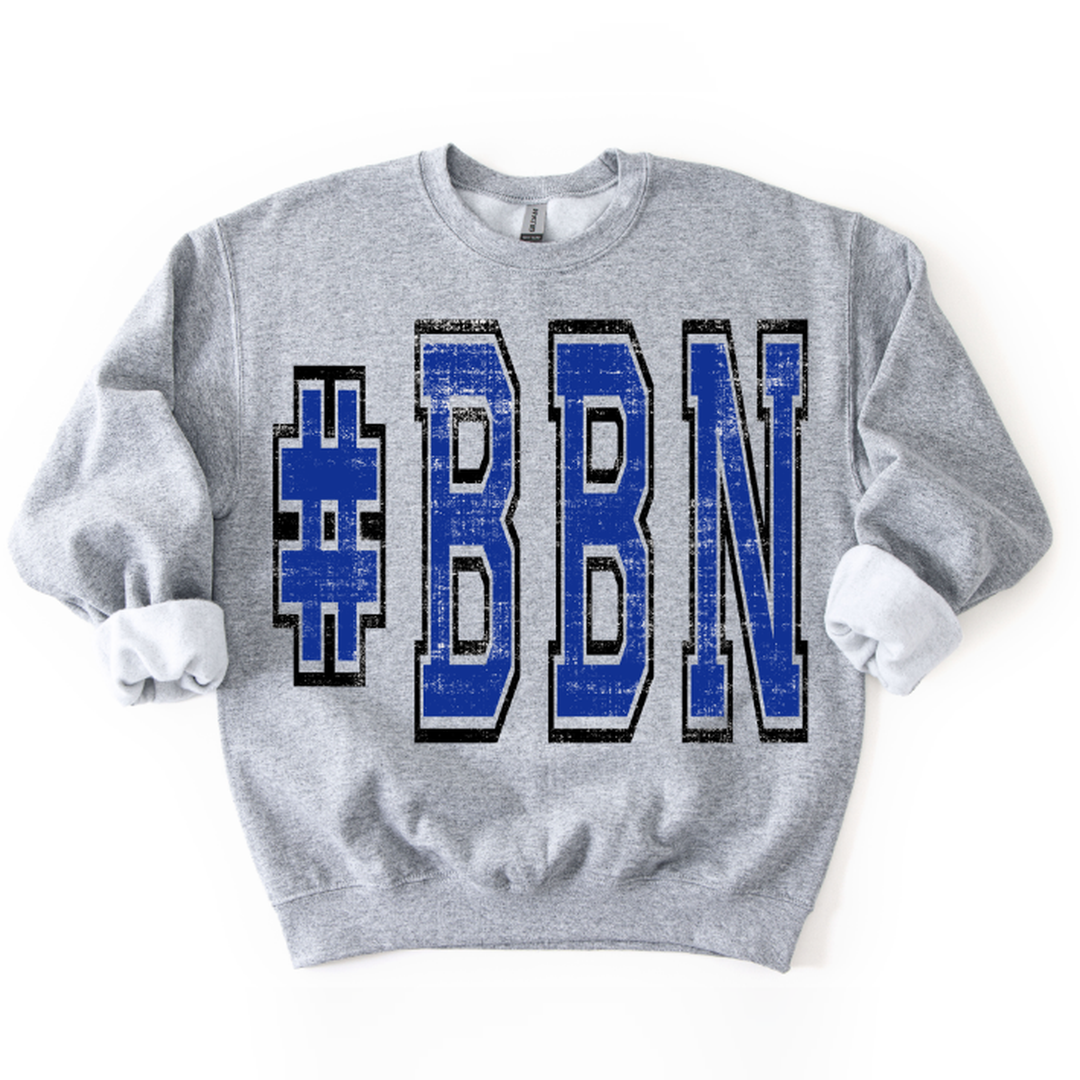 #Bbn Royal Blue and Black Varsity Style DTF transfer design – image 1