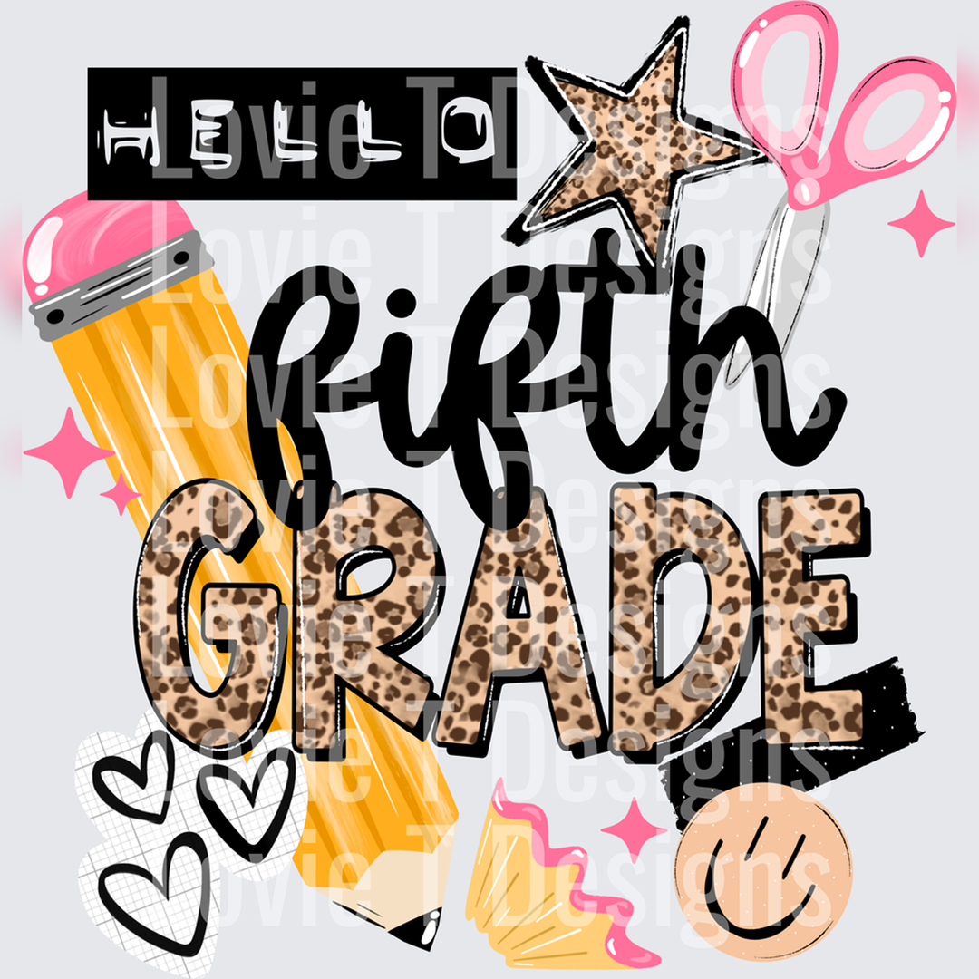A Hello Fifth back to school DTF transfer design