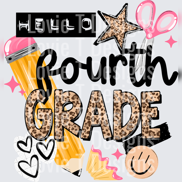 A Hello Fourth back to school DTF transfer design