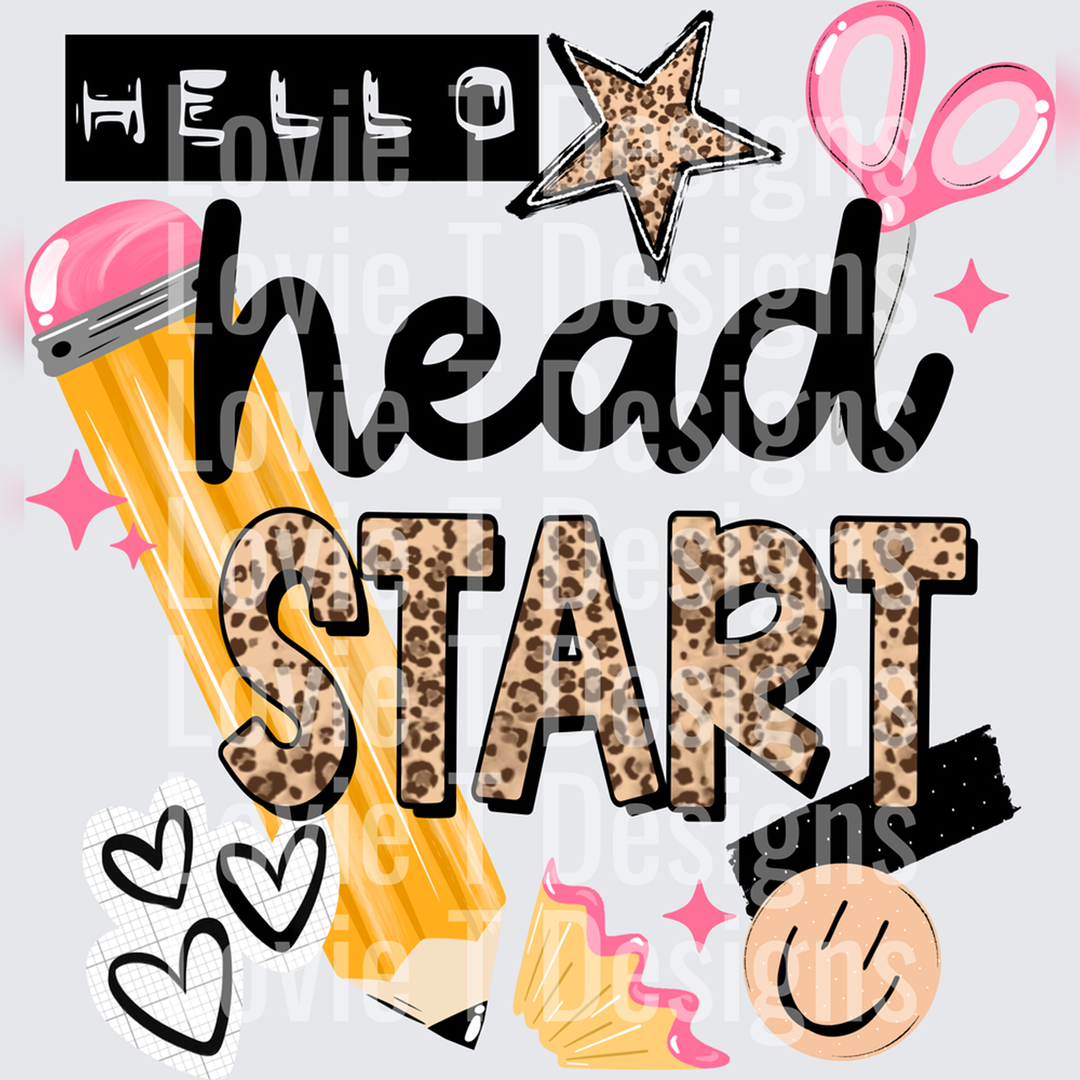A Hello Head Start back to school DTF transfer design