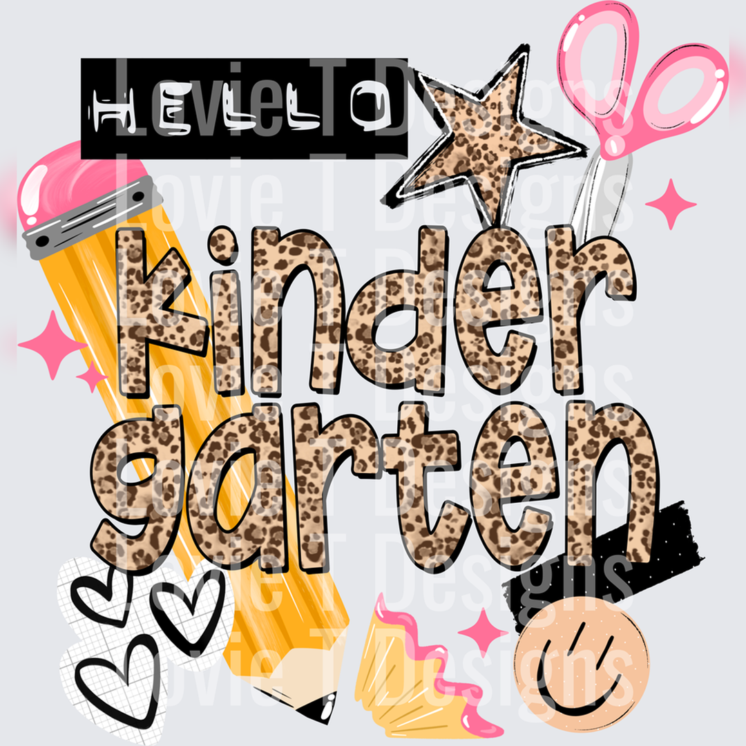 A Hello Kindergarten back to school DTF transfer design