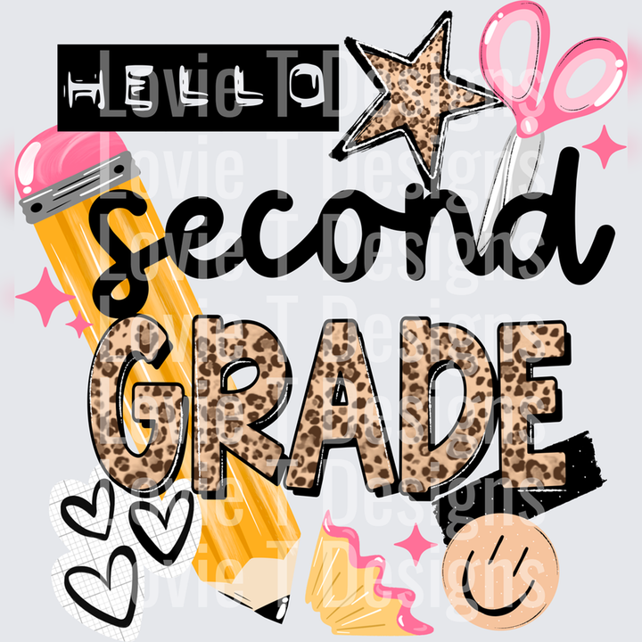 A Hello Second back to school DTF transfer design